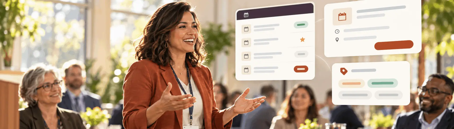 Community events calendar on an organization website, showing upcoming member events
