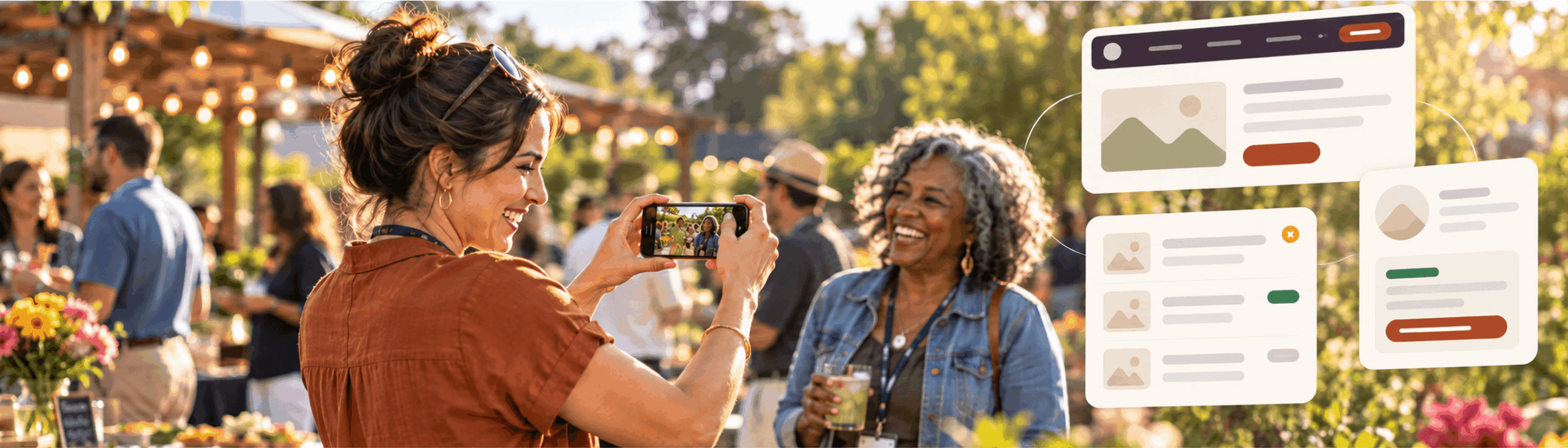 Website photo gallery on an organization website, showing photos from member events